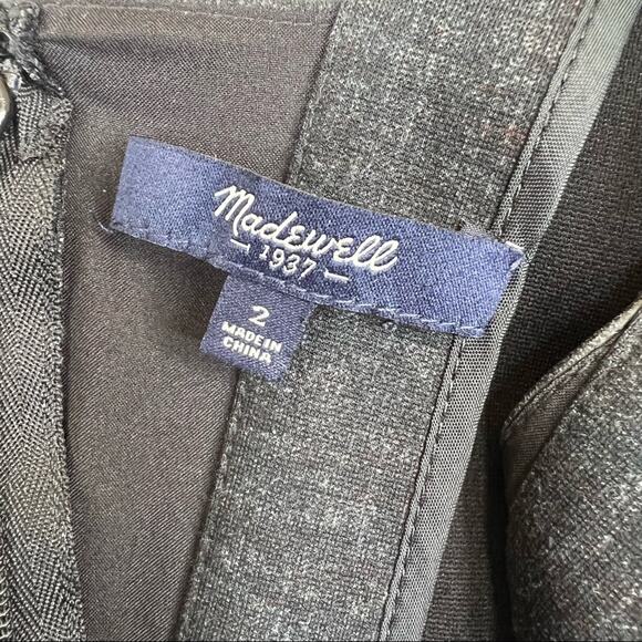 Madewell dress women's 2 V neck leather insets ponte sleeveless knee length gray - Picture 11 of 12